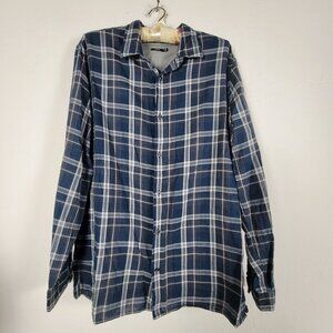 Vince Mens Blue Plaid Long Sleeve Button-Up Shirt XL Casual Cotton Lightweight